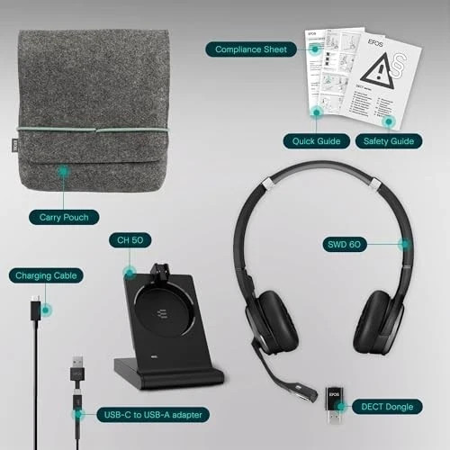 EPOS IMPACT 5000 Go MS WL USB-A US - Wireless - ANC - Teams Certified - Black