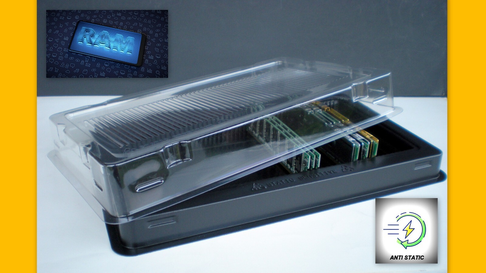 5 Computer Memory Packaging Tray Holder Case Box for DDR DIMM Modules - Fits 250