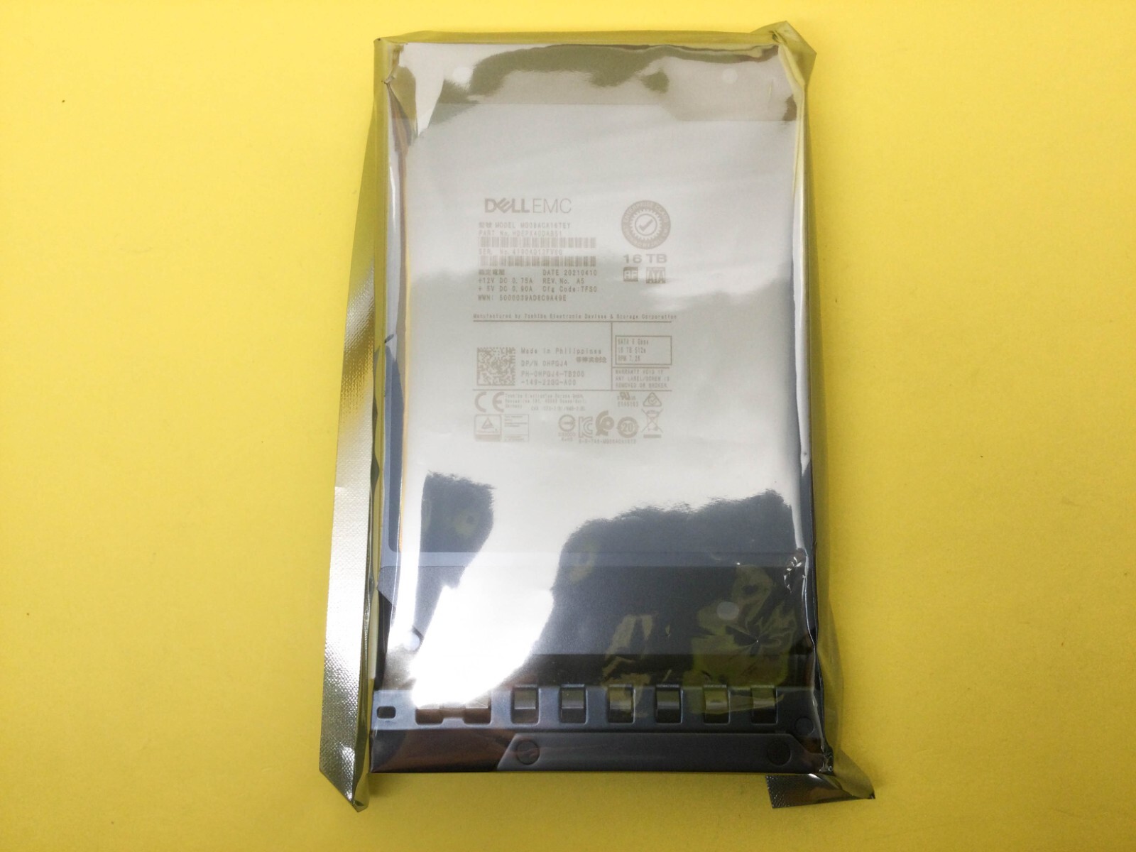 HPGJ4 DELL EMC 16TB 7.2K SATA 6Gb/s 3.5" ENT 512e HDD 0HPGJ4 MG08ACA16TEY New