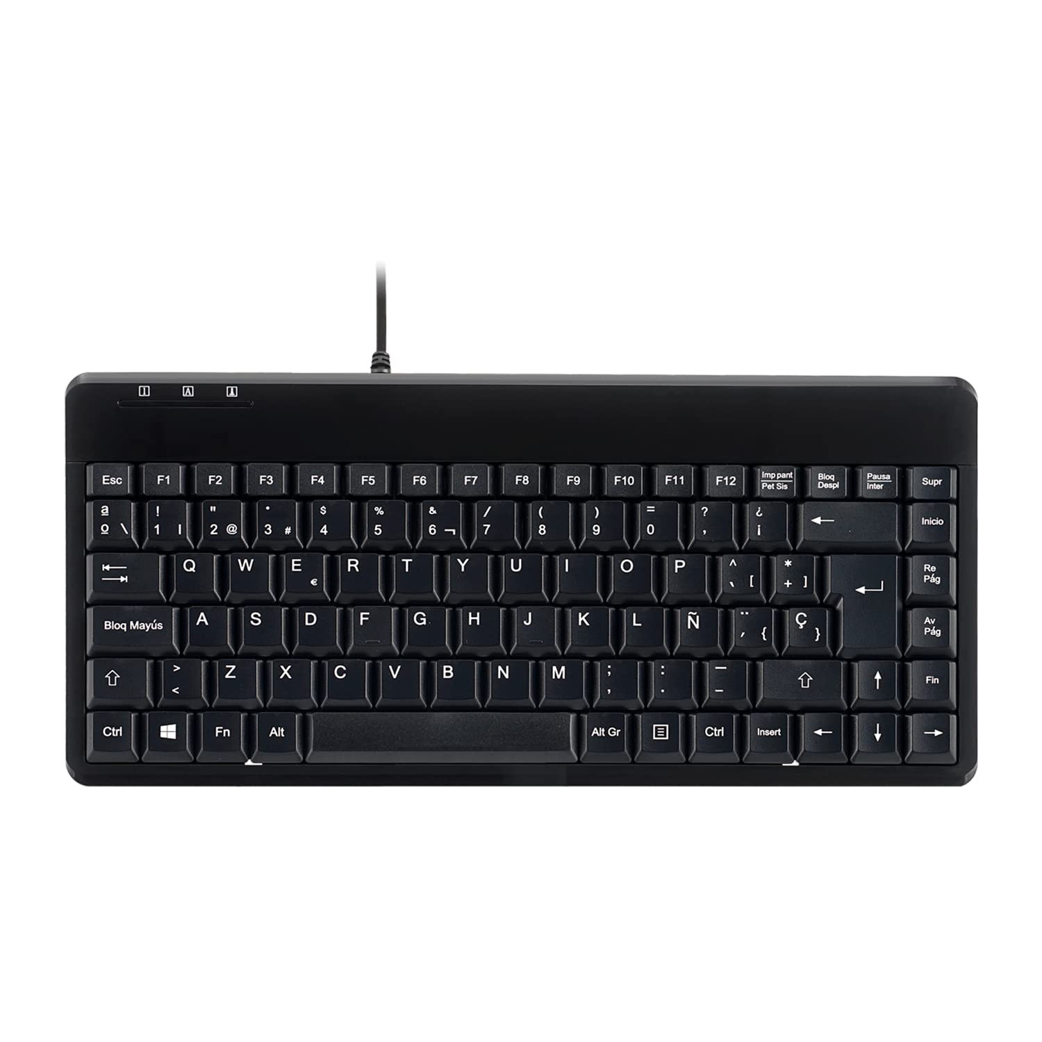 Perixx PERIBOARD409U ES Glossy Black Mini USB Wired Spanish Keyboard ES