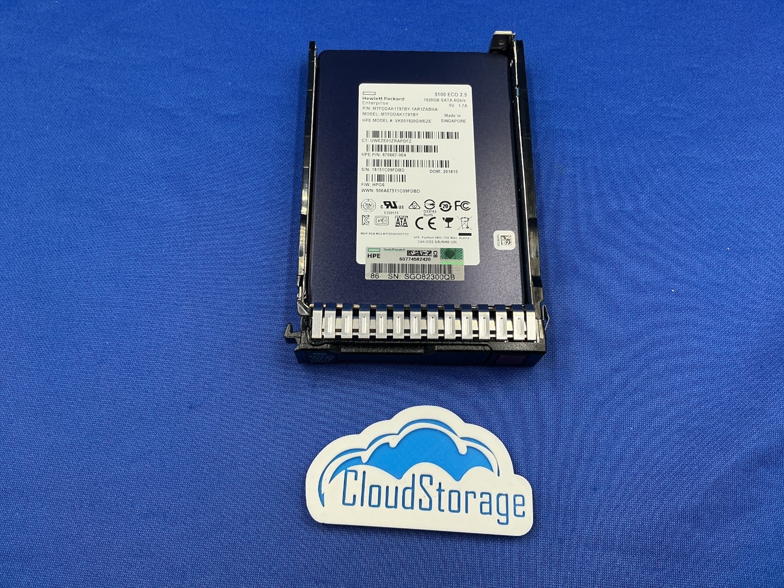 875513-B21 HPE 5100 ECO 1.92TB SATA 6G READ INTENSIVE SFF SC PM883 SSD