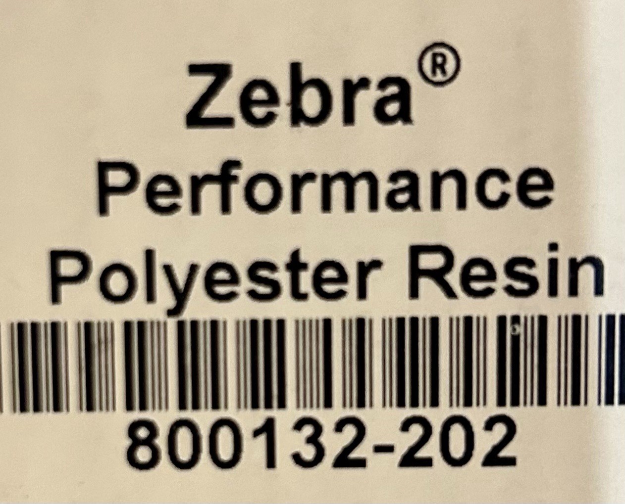 Zebra Resin Ribbon, 56mmx74m (2.2inx242ft), 5095; High Perfo, 12mm (0.5in) core,