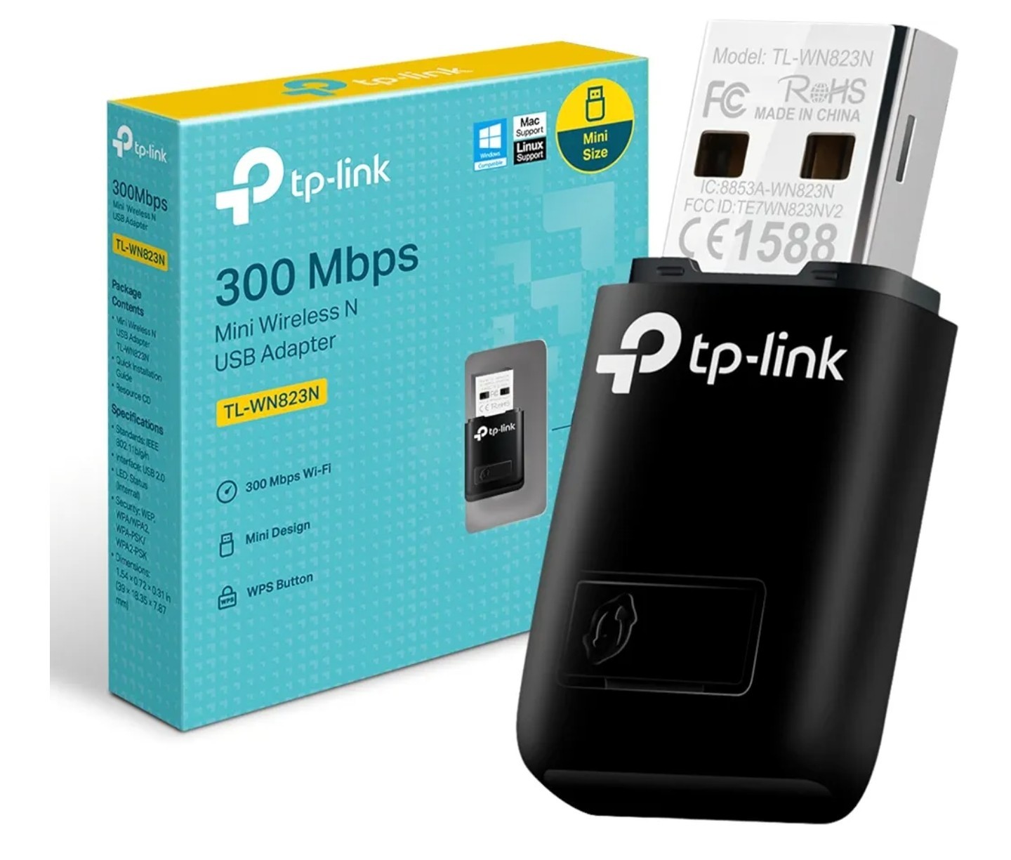 TP-Link TL-WN823N N300Mbps Mini USB Dongle Wireless WiFi Network Adapter for PC