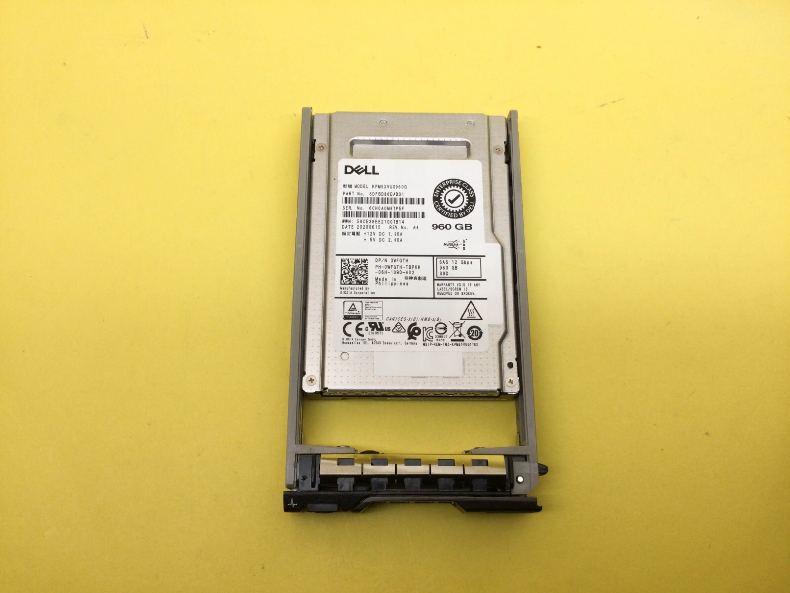 WFGTH Dell 960GB SAS 12Gbps Mixed Use 2.5'' 512e SSD 0WFGTH KPM5XVUG960G