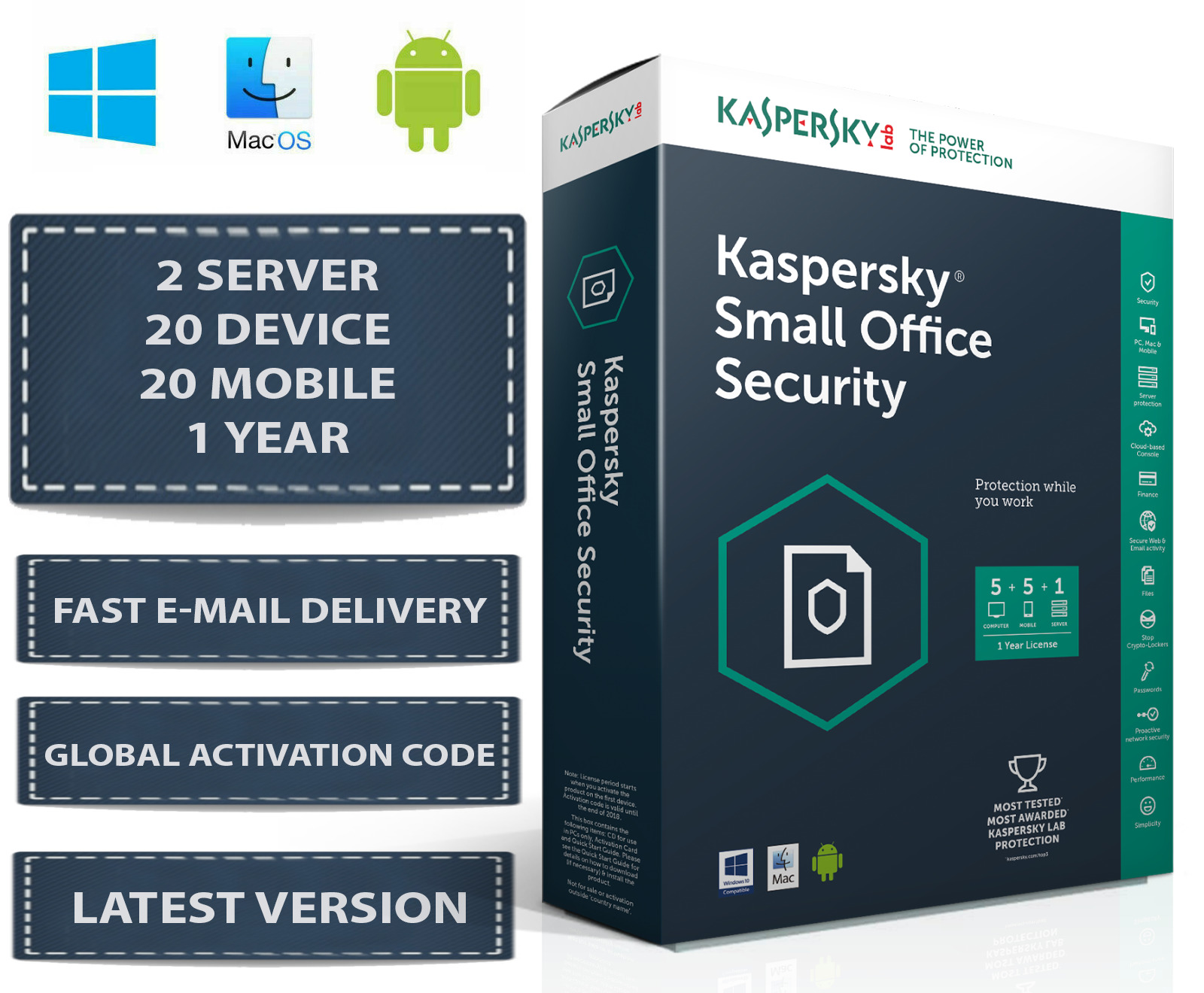 Kaspersky Small Office Security V8 2 Server 20 DEVICE + 20 MOBILE + 1 YEAR