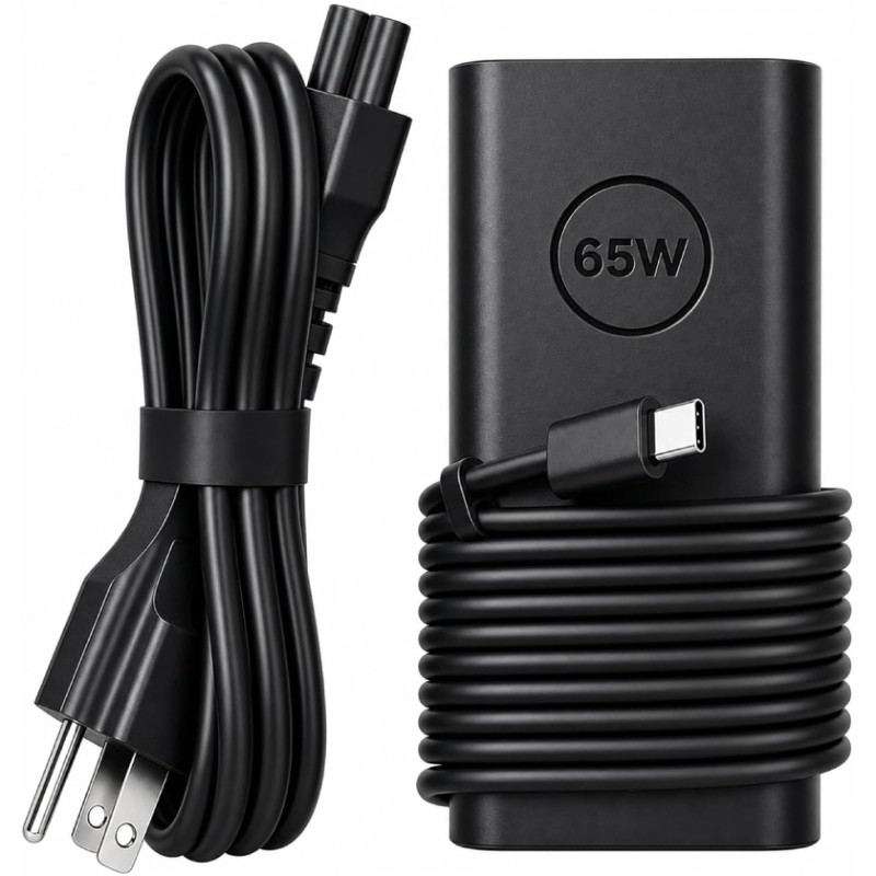 65W USB-C Laptop Replacement Ac Adapter Charger w/ Power Cord For Dell