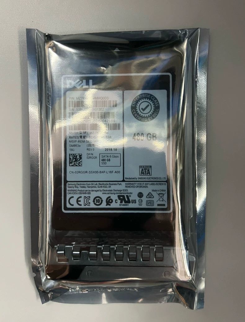 New Dell 480GB 2.5" SATA 6Gb/s MLC Mixed Use SSD 2RGGR 02RGGR Gen14 15 16 Kit