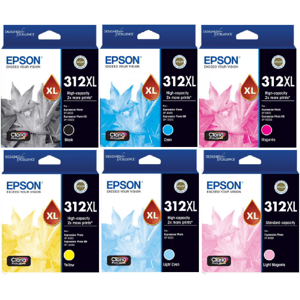 AU GENUINE Original Epson 312XL 6 Colours Ink Cartridge Toner XP-8500 XP-15000