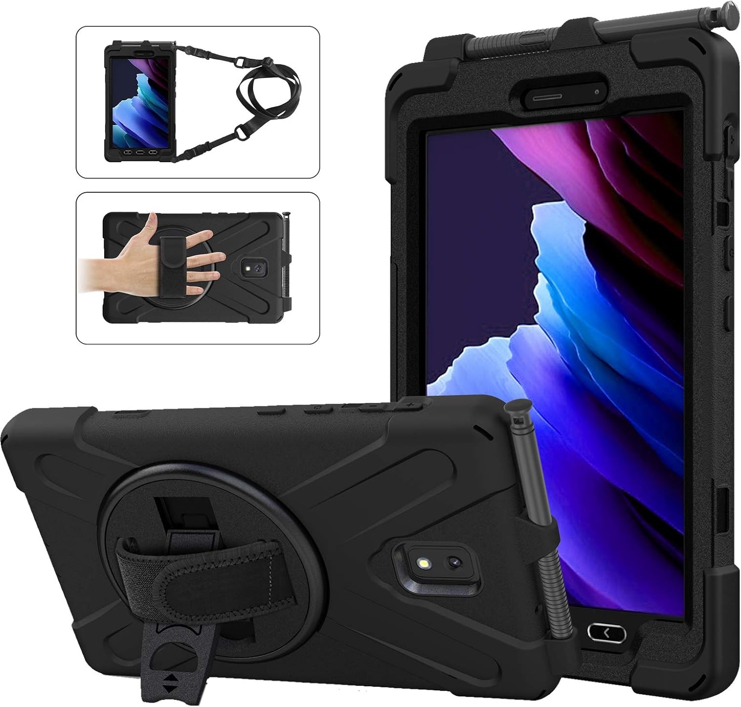 Case for Samsung Galaxy Tab Active5 8" 2024, 360 Stand, Handle Hand Strap