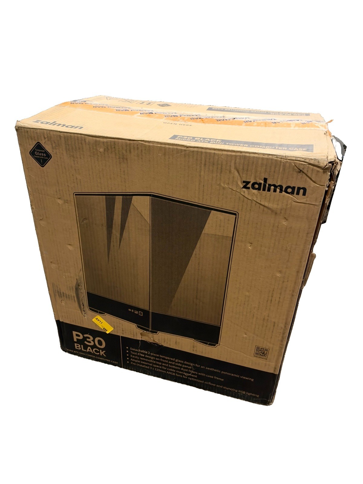 Zalman P30 Black MicroATX Mini Tower Computer Case w/ Tempered Glass 