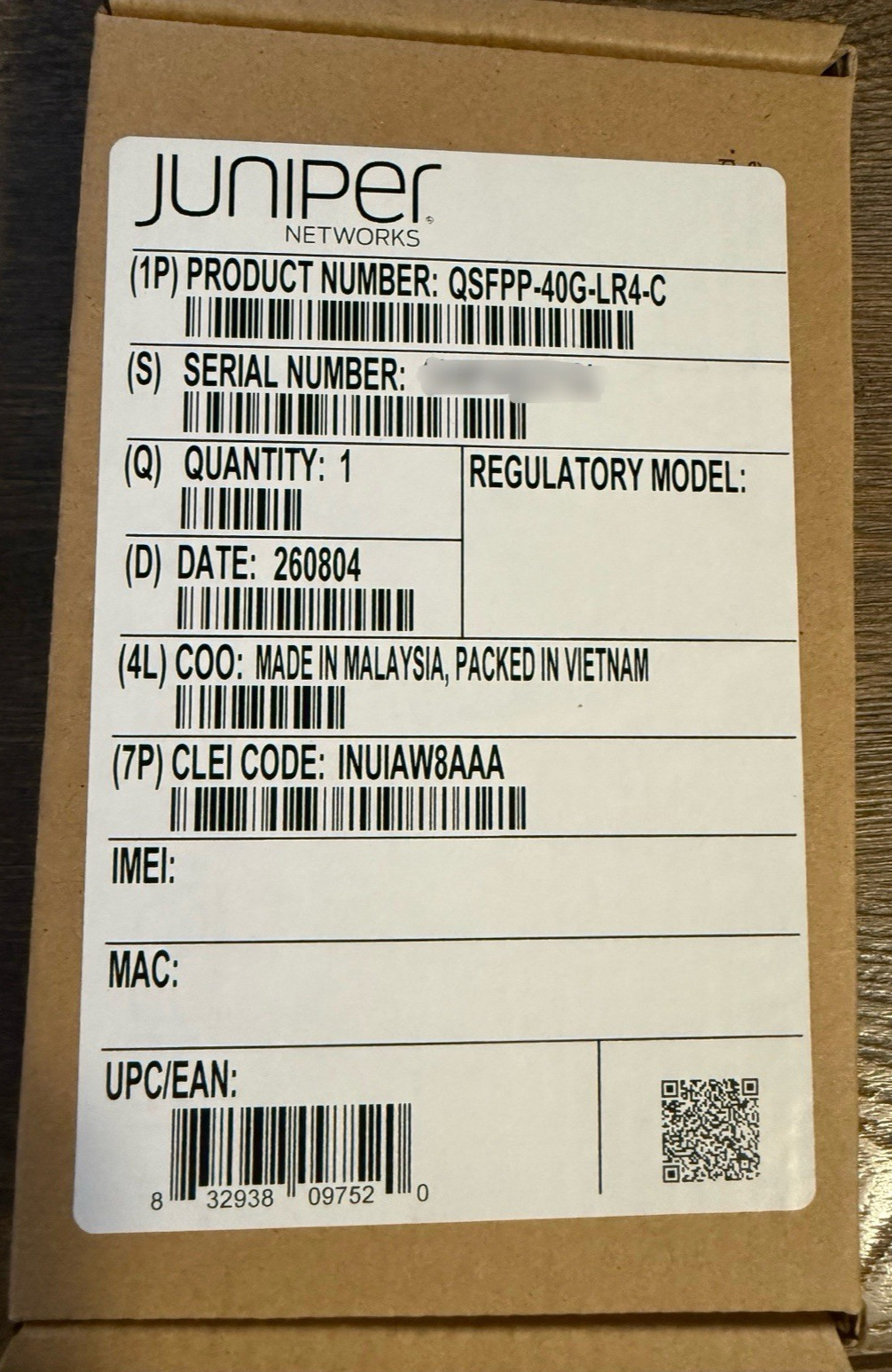 Juniper QSFPP-40G-LR4-C