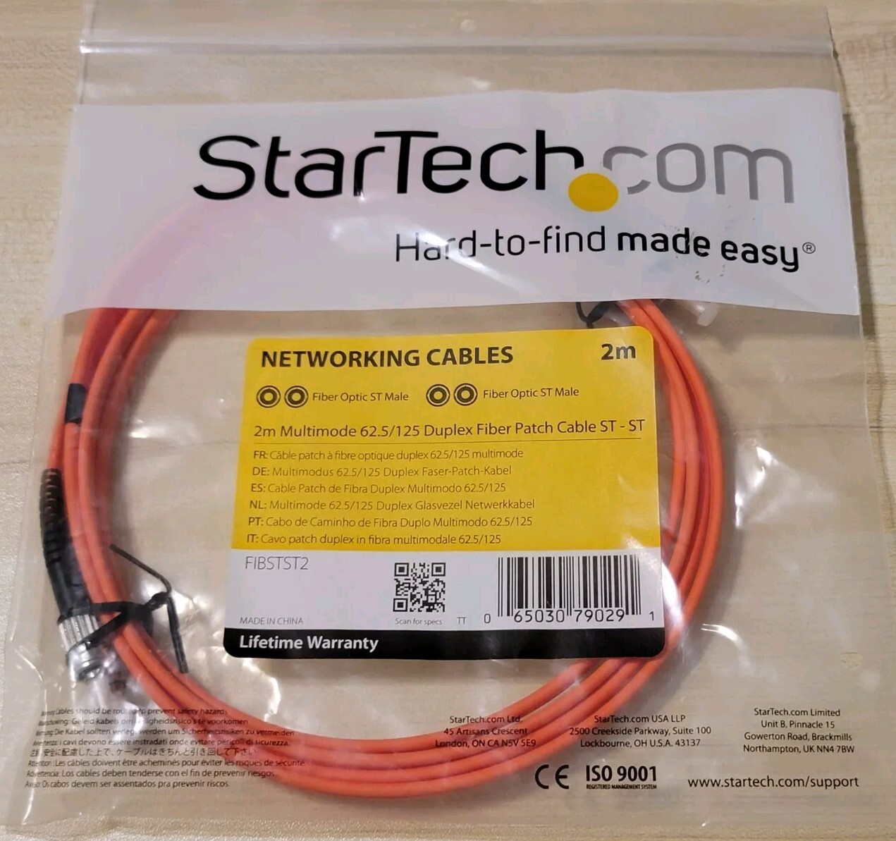 StarTech.com 2m Fiber Optic Cable Multimode Duplex 62.5/125 - LSZH Fibstst2