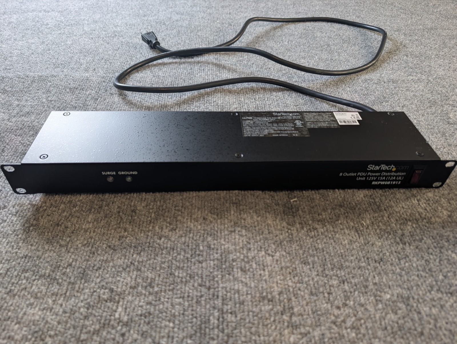 StarTech.com RKPW081915 8 Outlet 1U Rackmount PDU Power Distribution Unit 125V