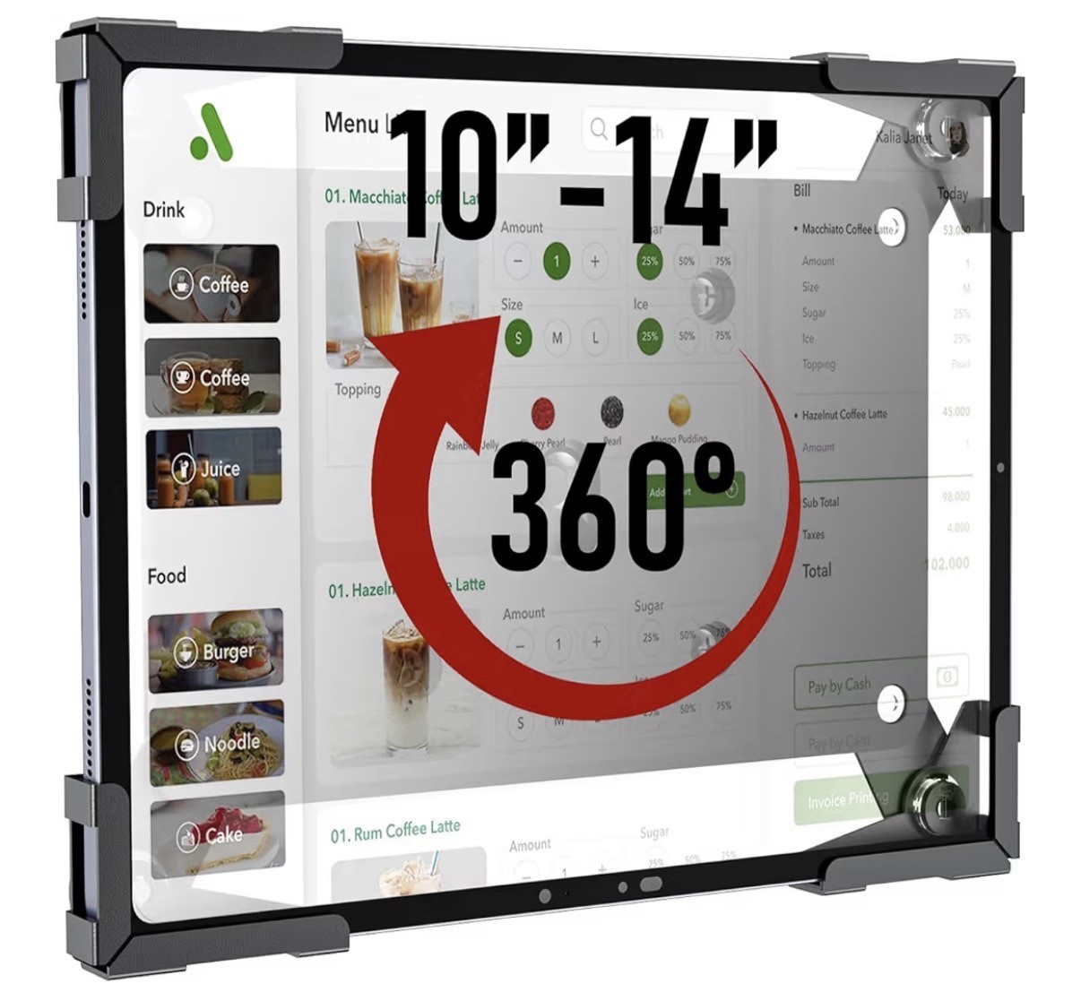 10-14” Tablet/iPad Wall Mount Stand Kiosk Metal Holder For Business Or Home