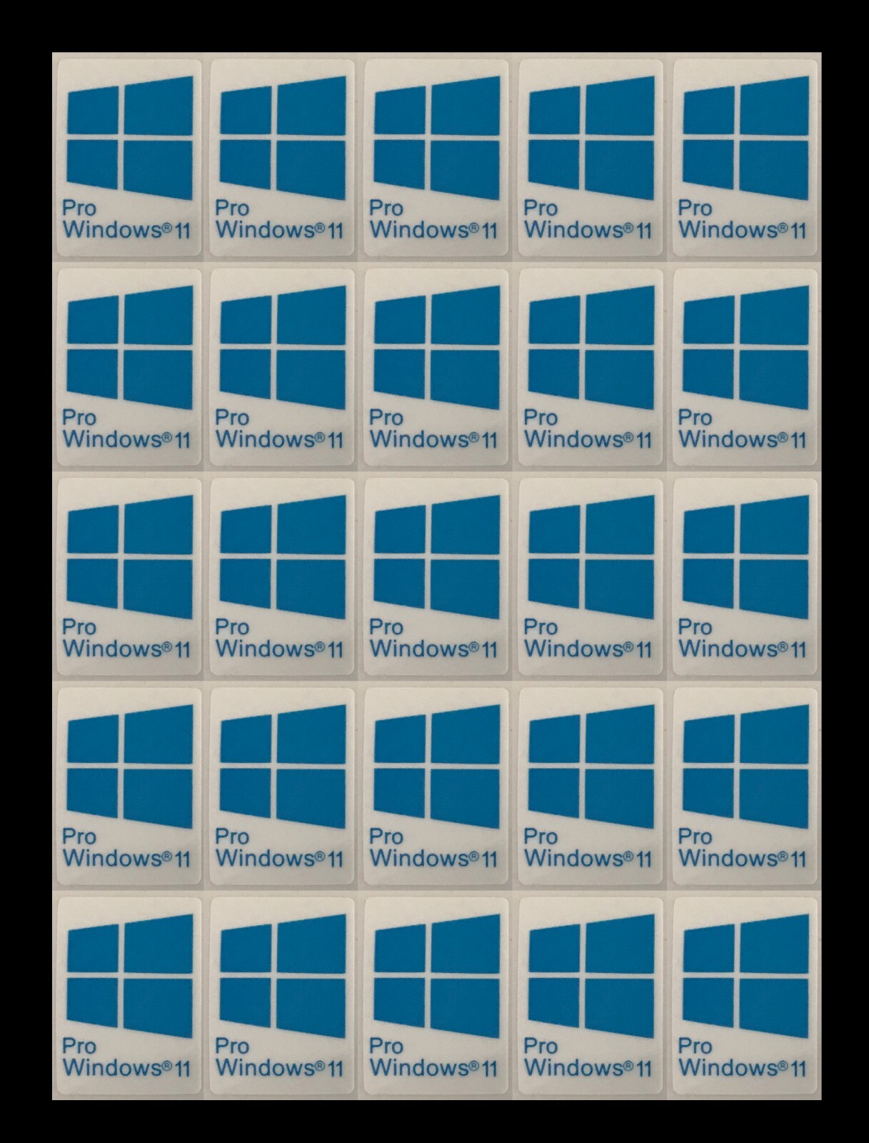25 PCS Sticker for Window 11 Pro Blue Badge Logo Decal Cyan Color 22mm x 16mm