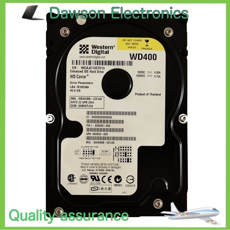 Western Digital 40GB WD400BB 7200RPM PATA IDE 3.5" Desktop HDD Hard Drive