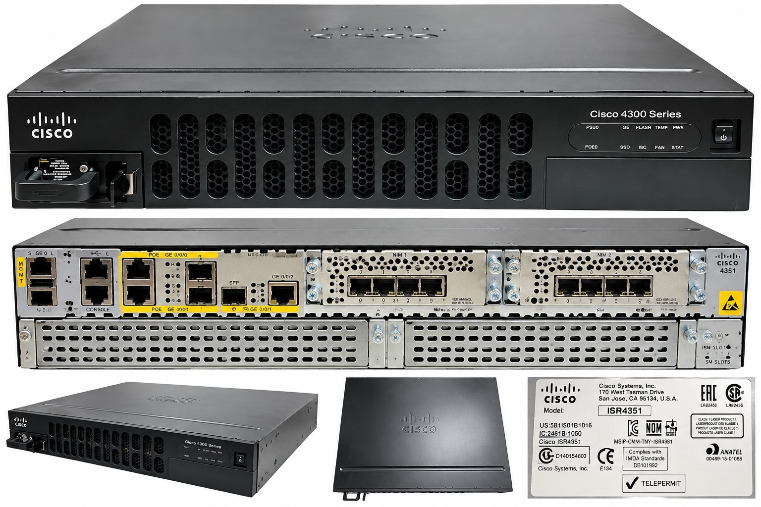Cisco ISR4351/K9 V08 4300 Series Integrated Services Router w/ NIM Modules
