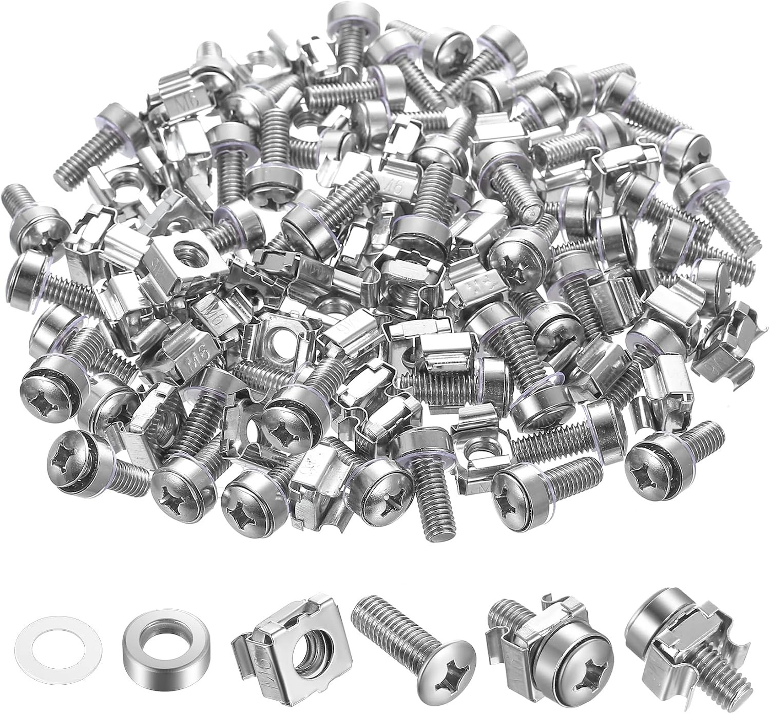 40 Pcs/20 Set Rack Mount Screws and Cage Nuts for Server Rack Cabinet, Silver