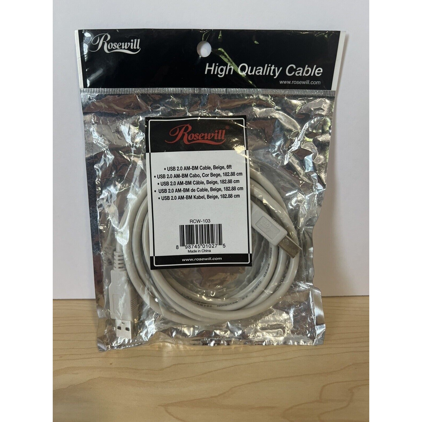 *Brand NEW Rosewill USB 2.0 AM-BM Cable Beige 6 FT