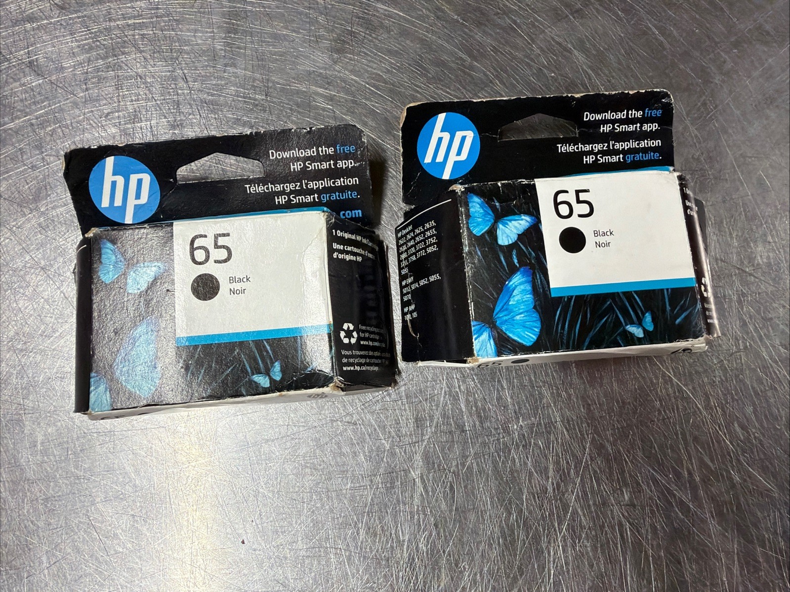 Lot 2x HP 65 (N9K02AN) Black Noir Ink Cartridge, NEW, SEALED, EXP: 2026 &2027