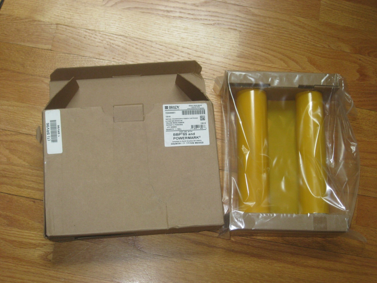 Brady 13518 PowerMark 200' Length x 8.8" Width, Yellow Single Color Ribbon