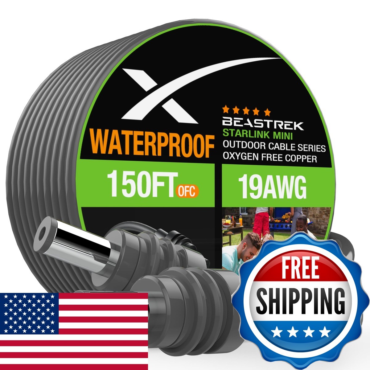 Starlink Mini DC Power Cable 46M/150FT Replacement Cord for Outdoor Home