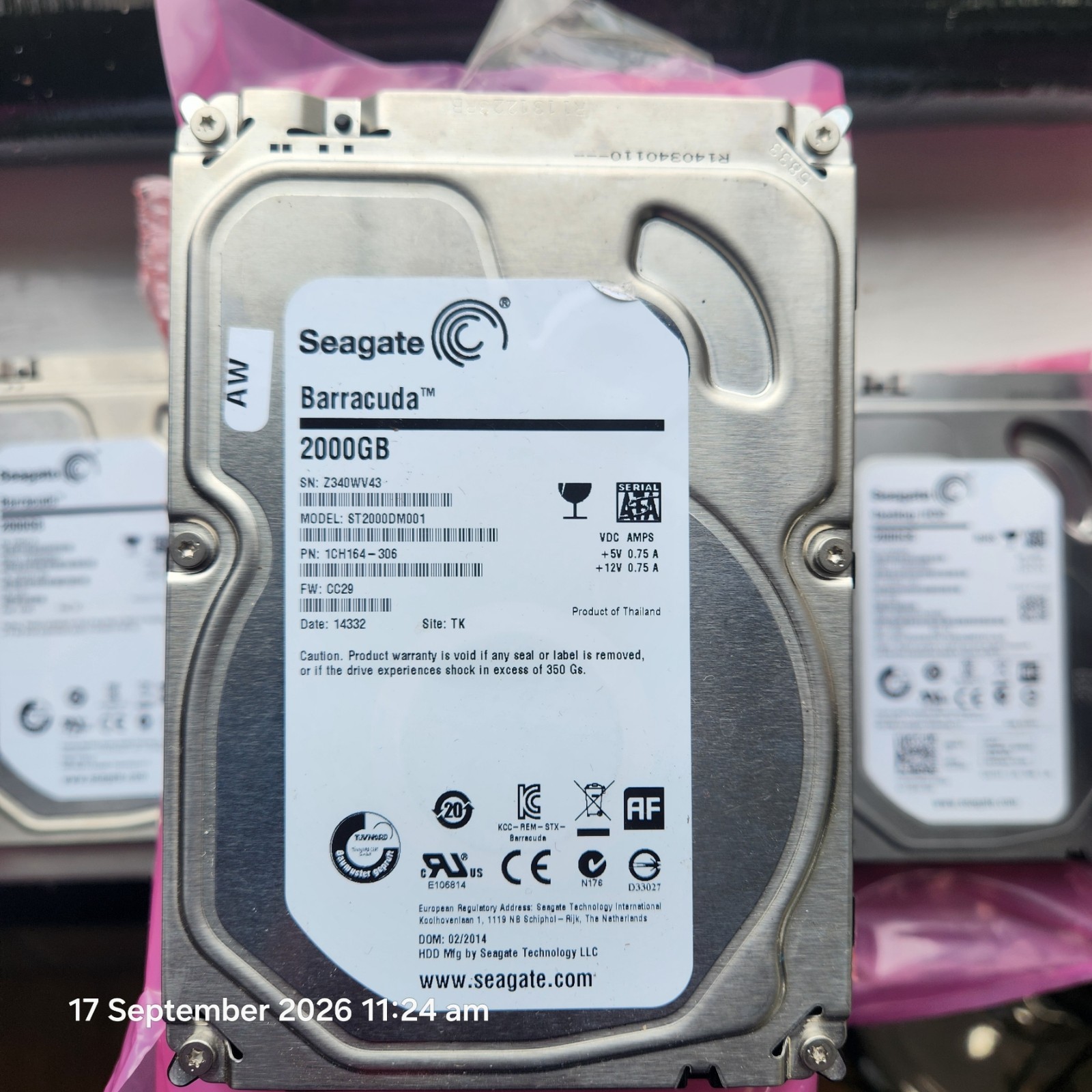 Seagate 2TB 3.5" SATA Hard Drive -  ST2000DM001 - 1CH164-306