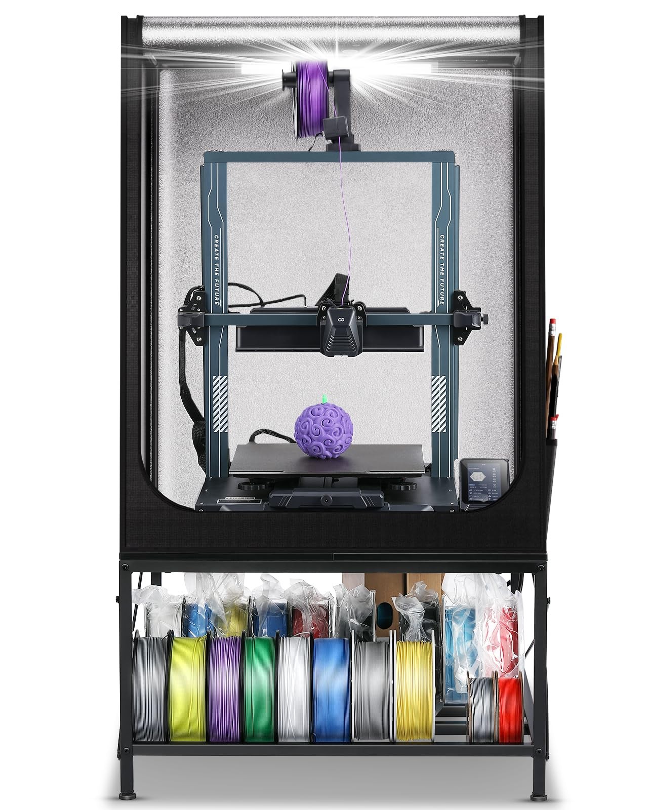 3D Printer Table with Enclosure - Heavy Duty 3D Printing Workstation with 2-Tier