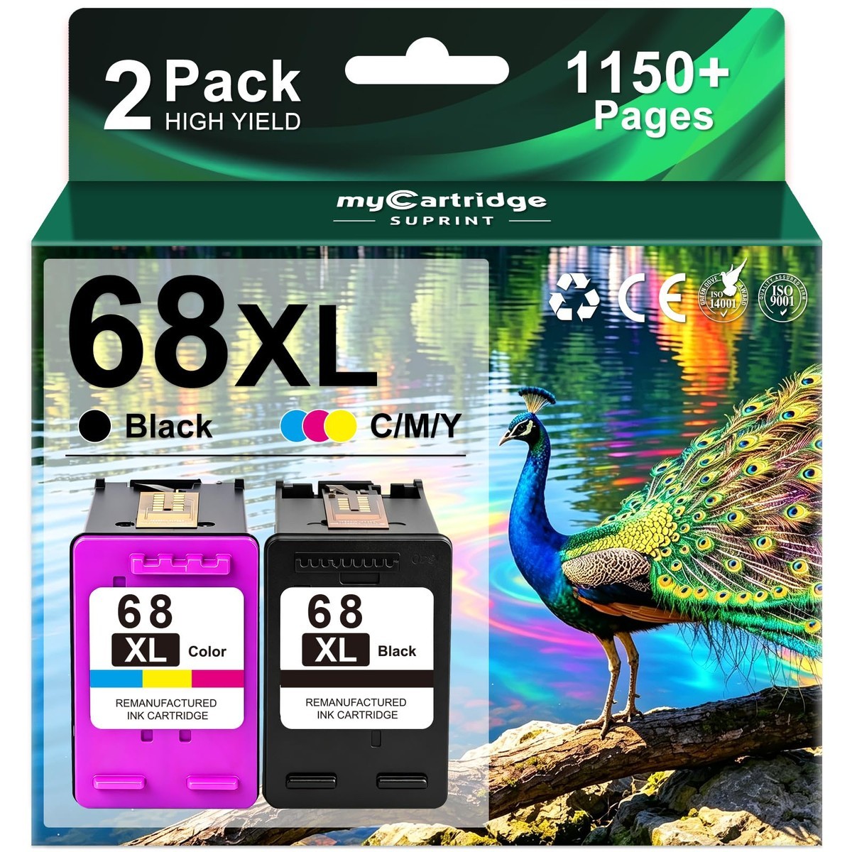 68XL Ink Cartridges Black/Color Combo Pack for HP68