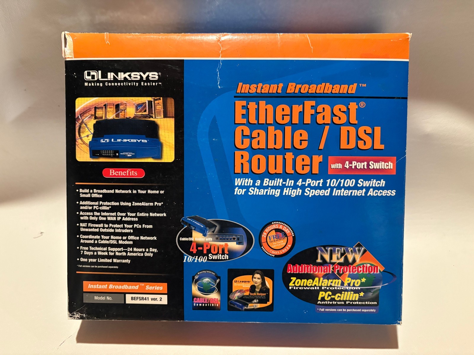 Linksys EtherFast Cable/DSL Router with 4-Port Switch Wired BEFSR41 Ver 2