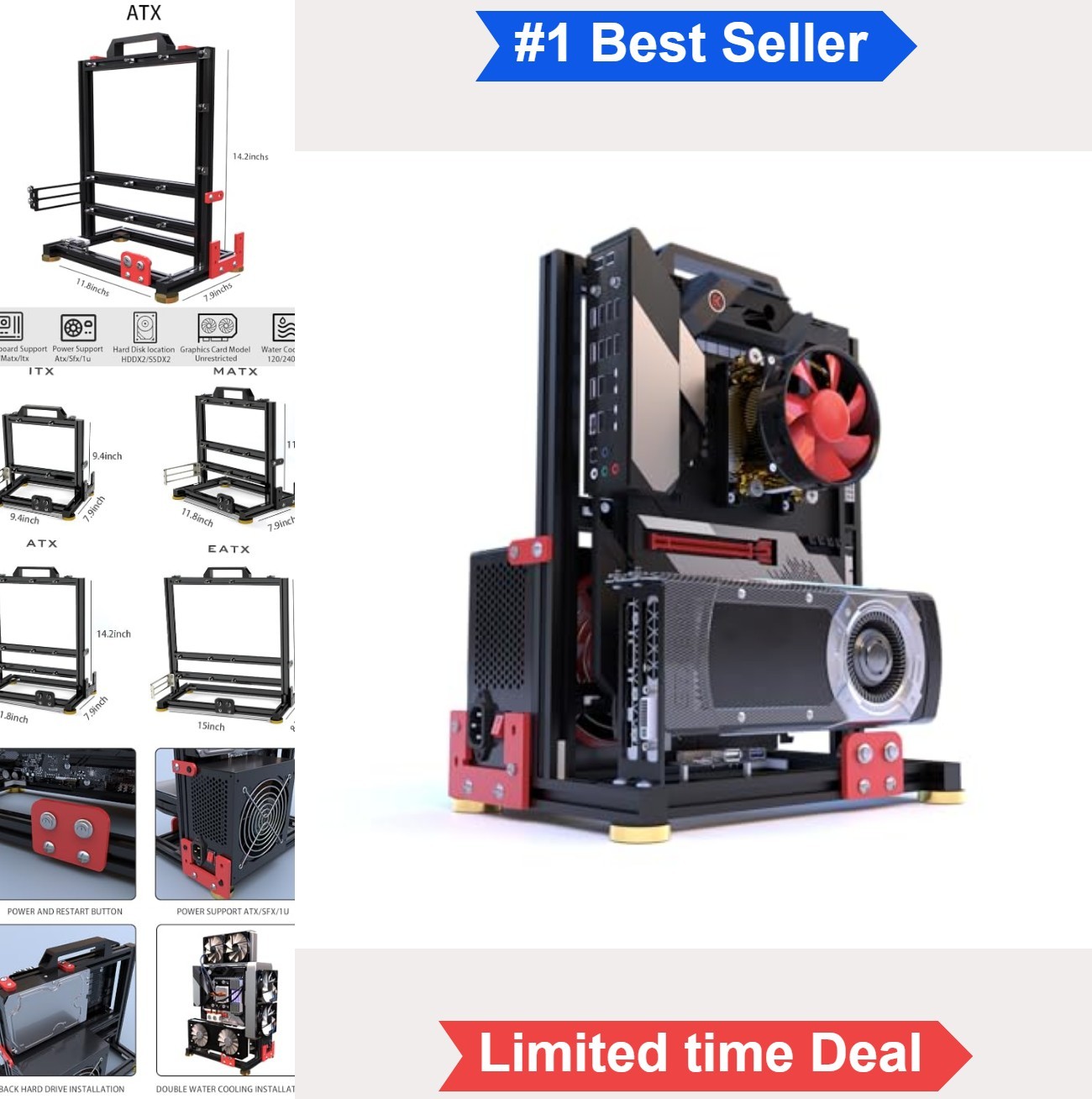 DIY Aluminum Open Frame Computer Case Test Bench Support ITX MATX ATX EATX