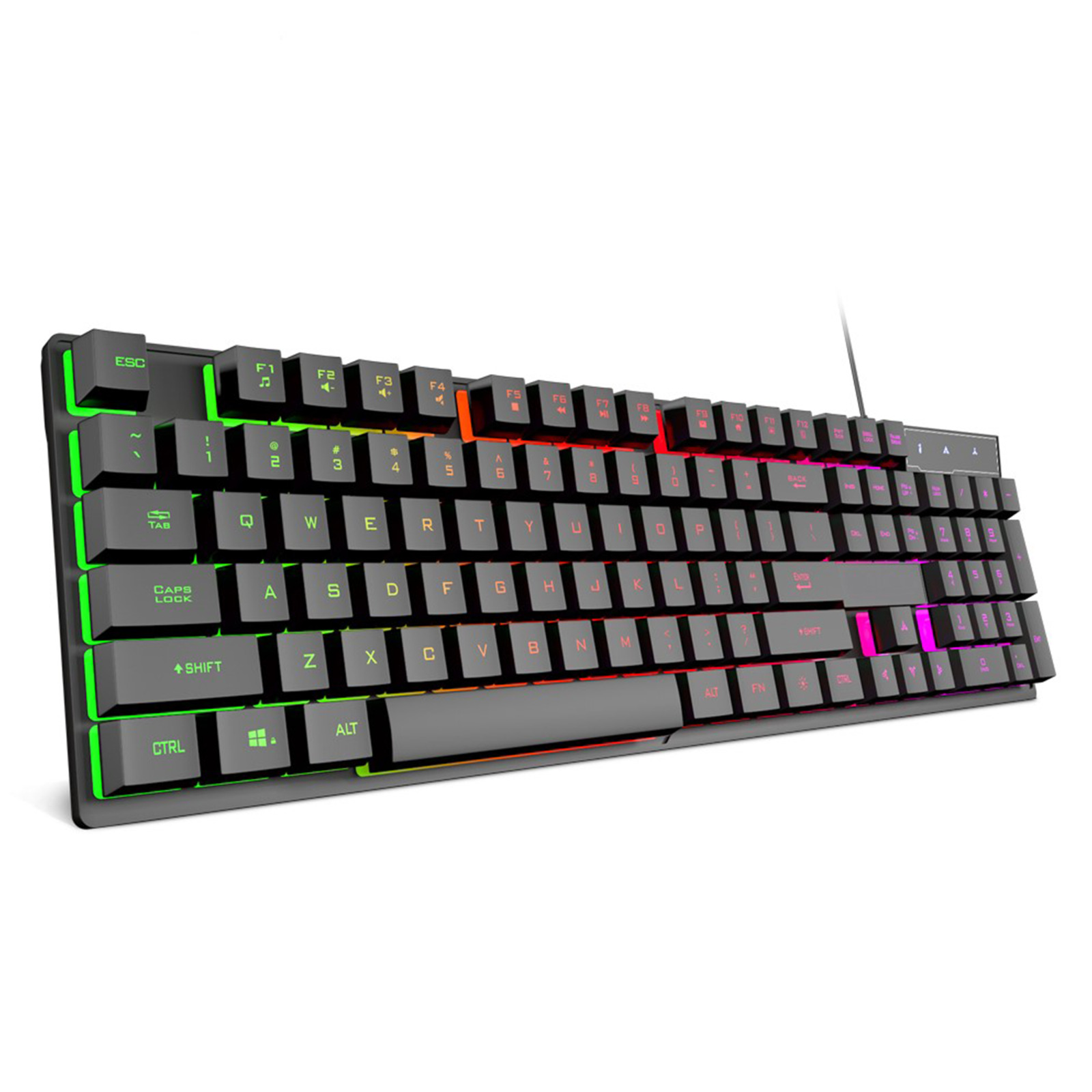 E-GAMING LED Gaming Keyboard USB Wired -Ultra-Slim Rainbow LED Backlit Keyboard 