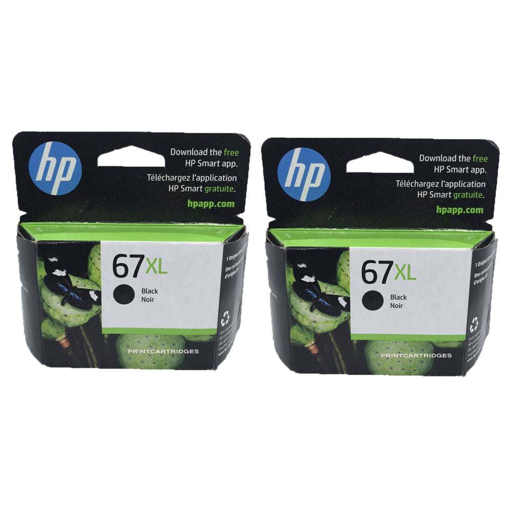 2pcs HP 67XL Genuine Black Ink Cartridges