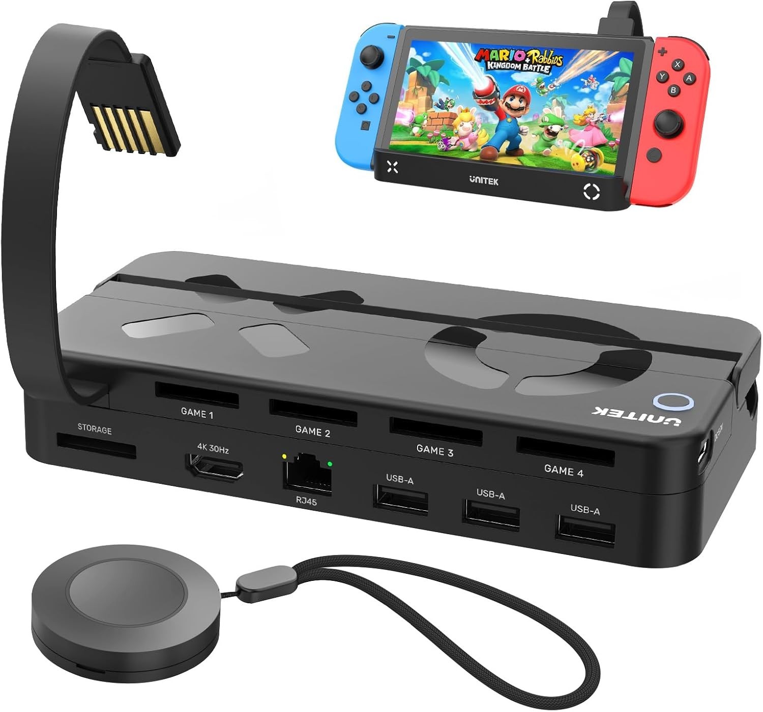 Unitek Switch TV Dock Station Portable w/ Game Card Reader 4K HDMI RJ45 USB C