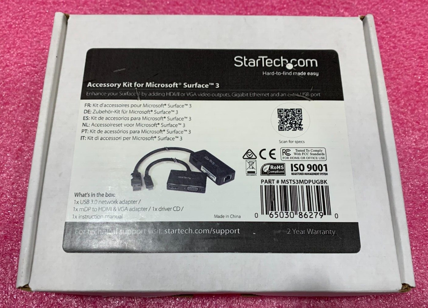 StarTech Mini DisplayPort Adapter Kit HDMI VGA DVI Surface Pro 4/3 MSTS3MDPUGBK