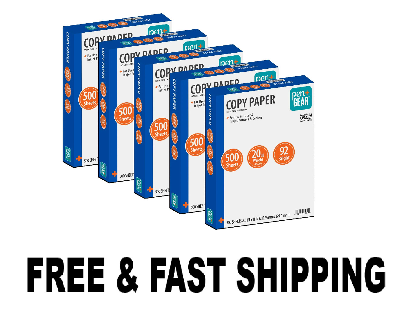 Pen+Gear Copy Paper, 8.5" x 11", 20 lb, White, 500 Sheets ( PACK OF 5 )