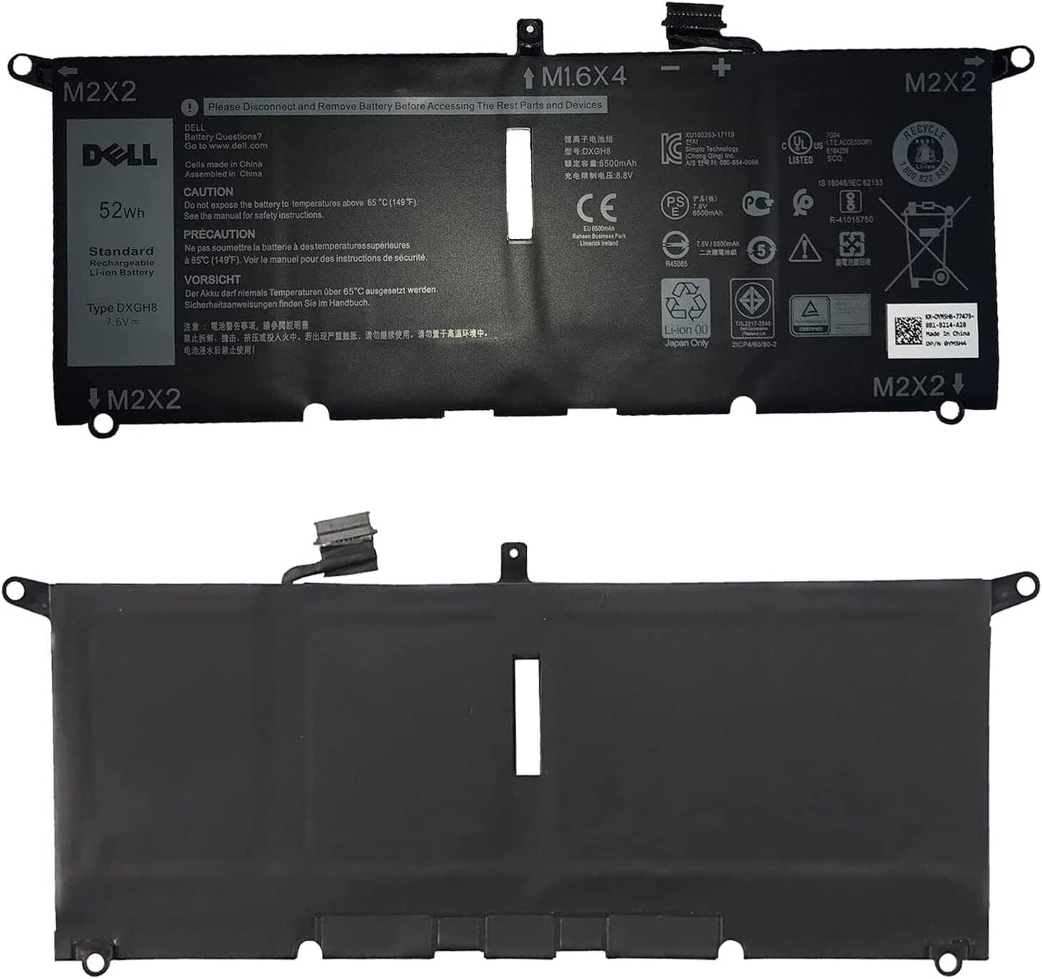 Original DXGH8 52Wh Battery For DELL XPS 13 9370 9380 7390 Latitude 3301 H754V