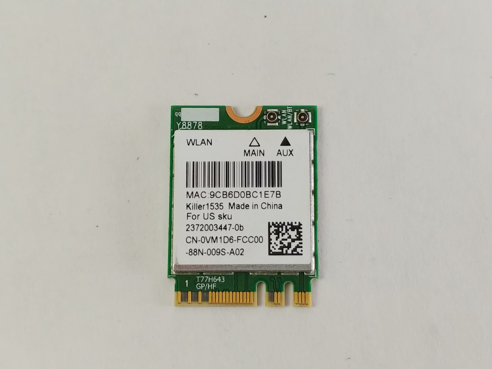 Dell XPS 13 9360 Wireless Bluetooth 4.1 WiFi Card Killer1535  VM1D6 0VM1D6