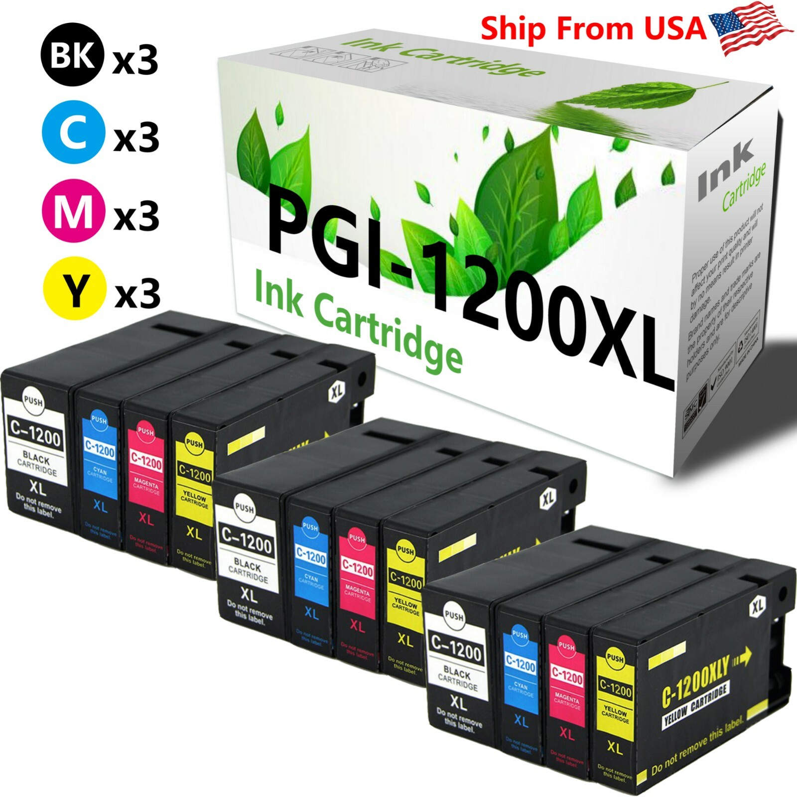 12PK PGI-1200XL PGI1200 XL Ink Cartridge for MAXIFY MB2020 MB2320 MB2120