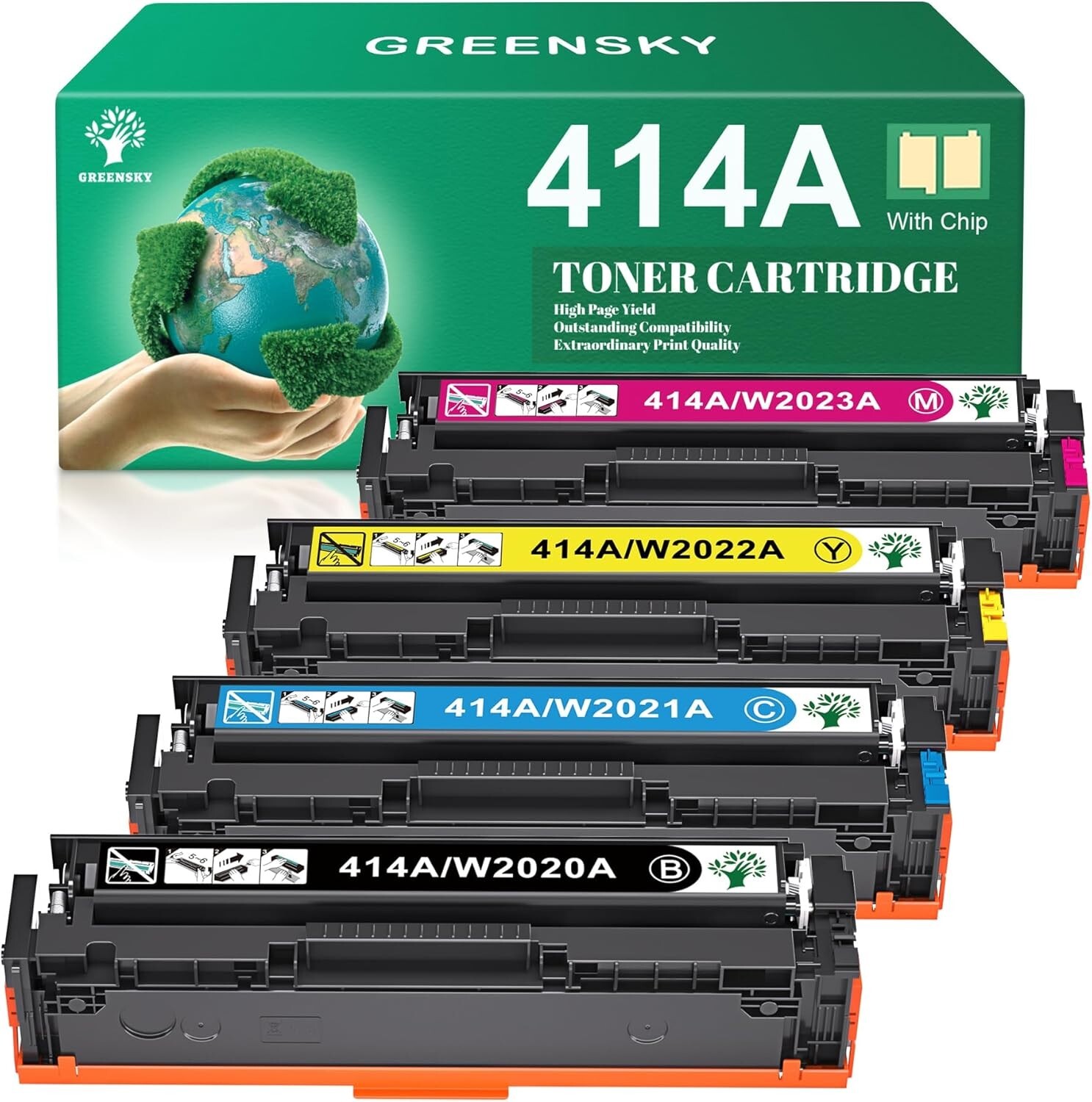 414a Toner Cartridges 4 Pack Replacement for HP 414A 414X W2020a Toner Compatibl