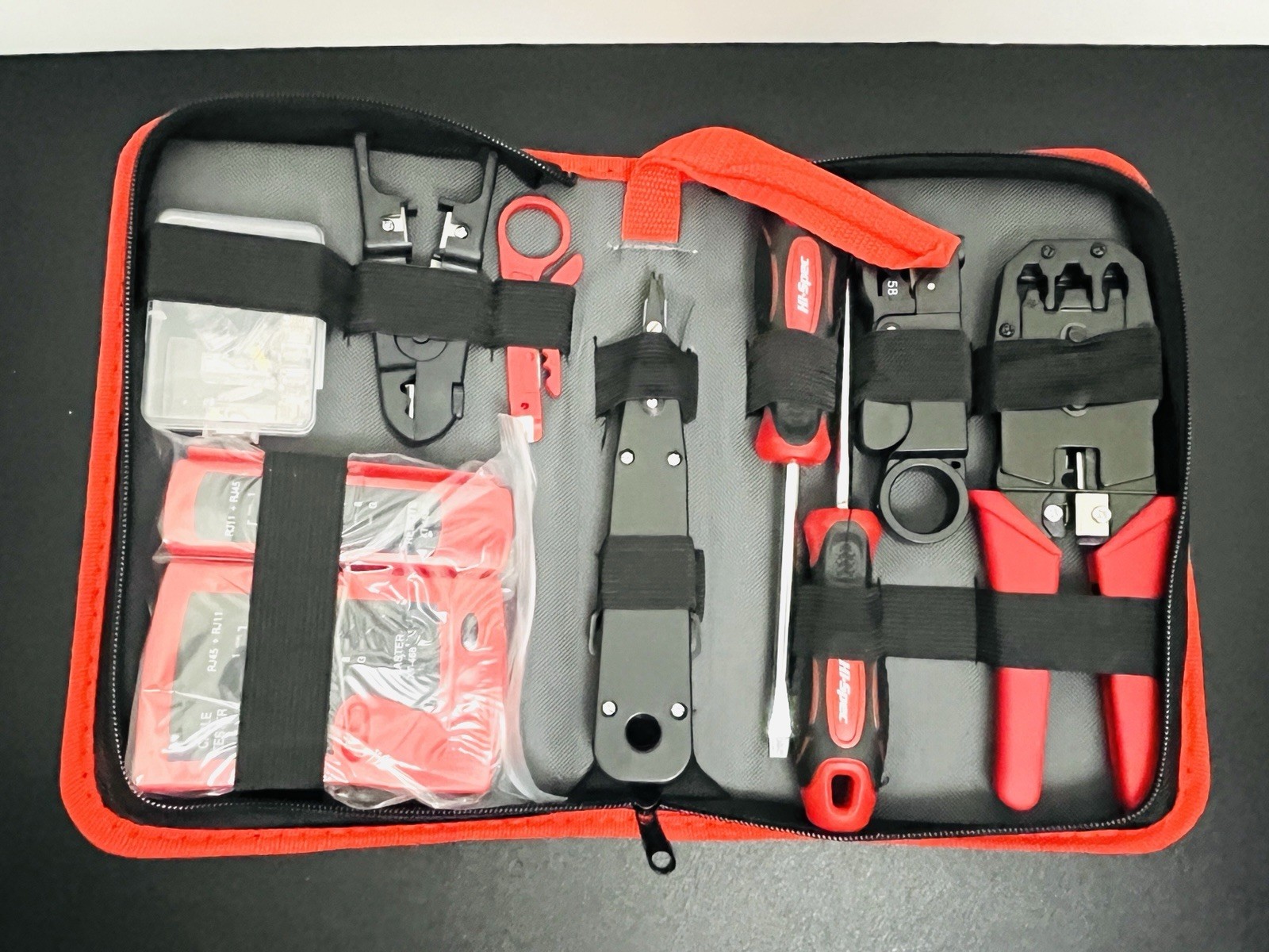 Hi-Spec 9 Network Cable Testing & Wiring Repair Tool Kit DT30132R/DT30132 Red