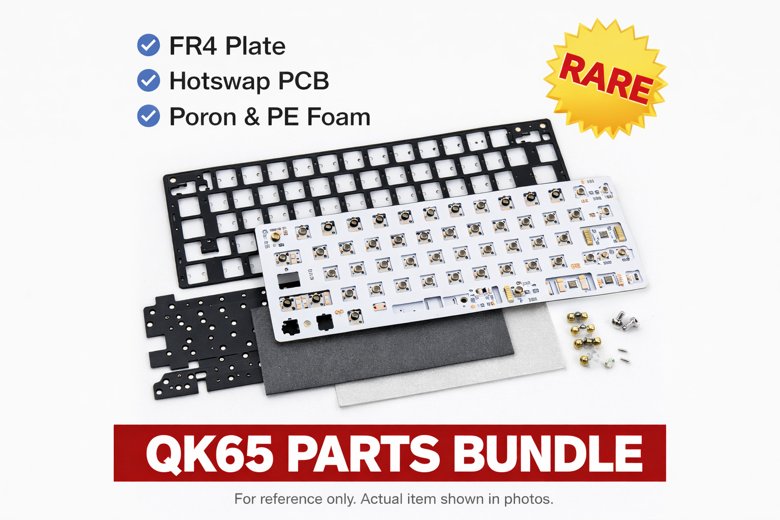 QK65 Parts Bundle (FR4 Plate Hotswap PCB Poron Foam PE Foam Stand-offs Set Case)