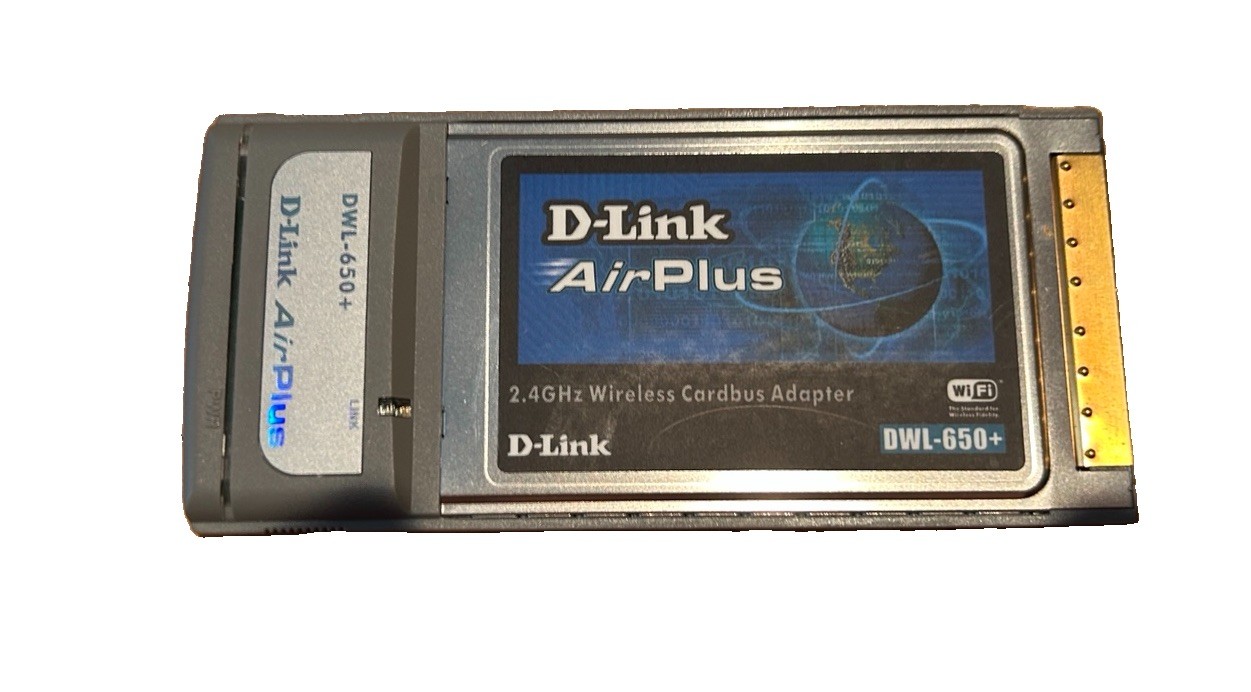 D-LINK AIR PLUS MODEL: DWL-650+ 2.4GHZ 22MBPS WIRELESS CARDBUS ADAPTER