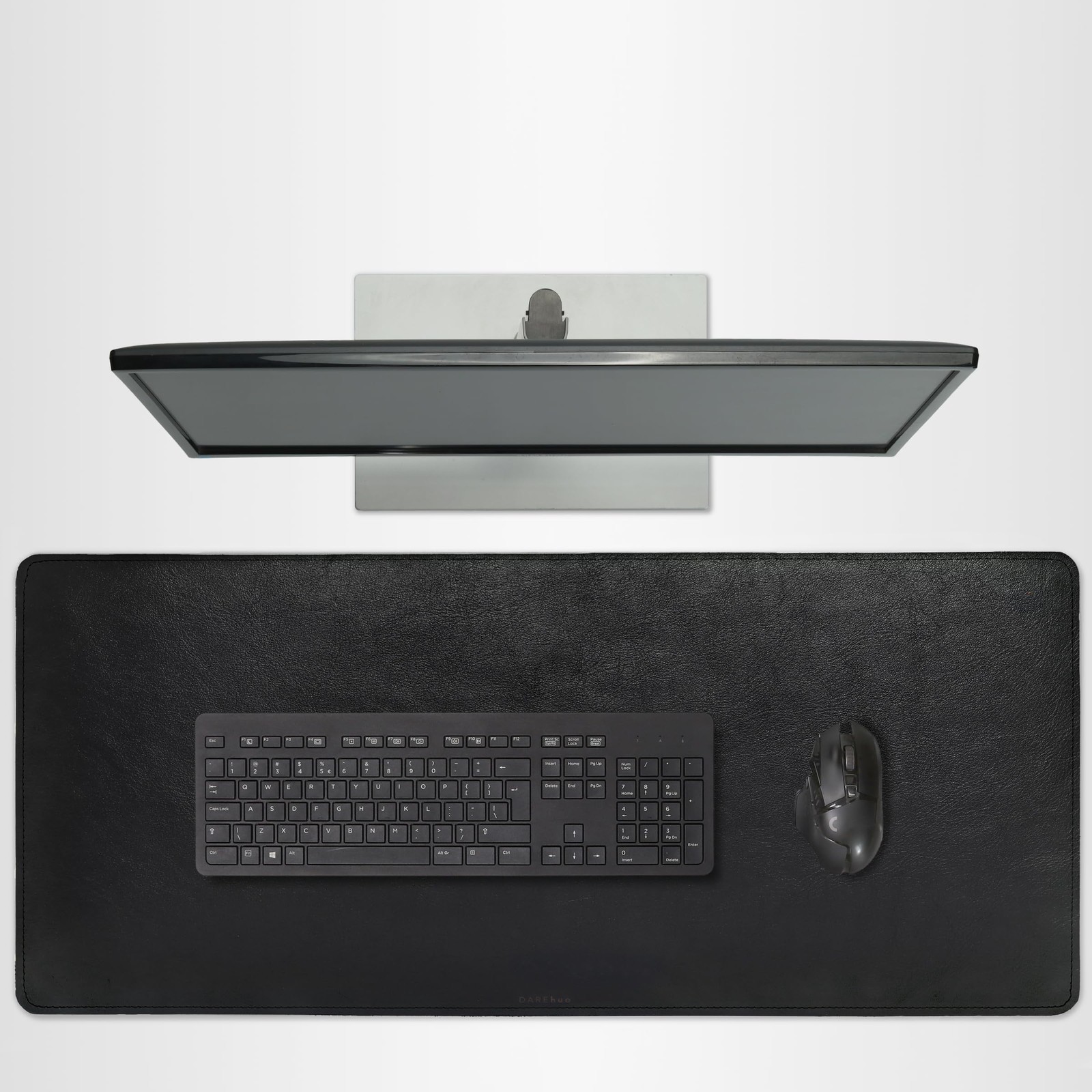 DAREhue Full Grain Genuine Leather Desk Pad – Black XL  Premium Desk Mat with...