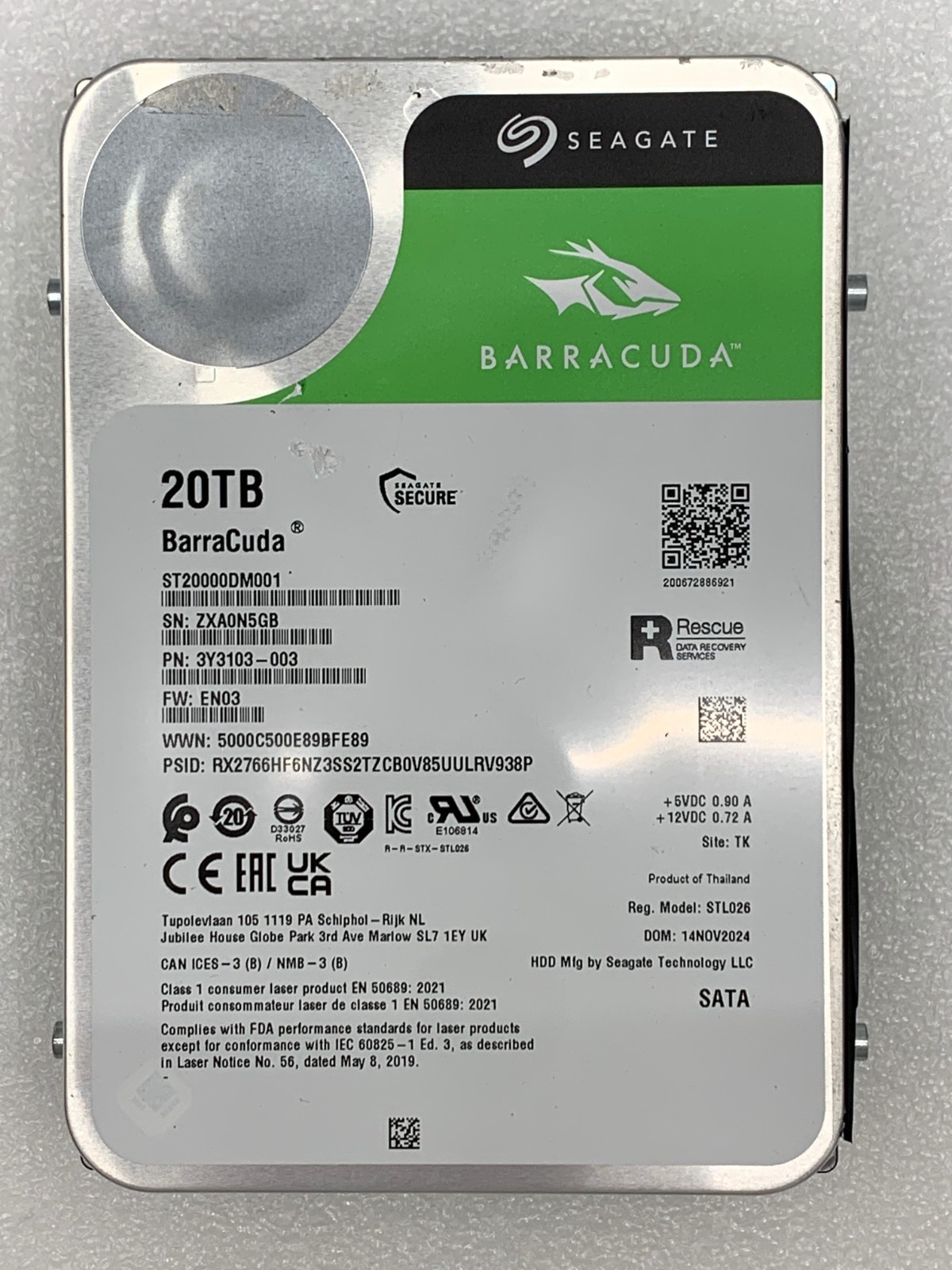 20TB Seagate Barracuda ST2000DM001 SATA - For Parts Only
