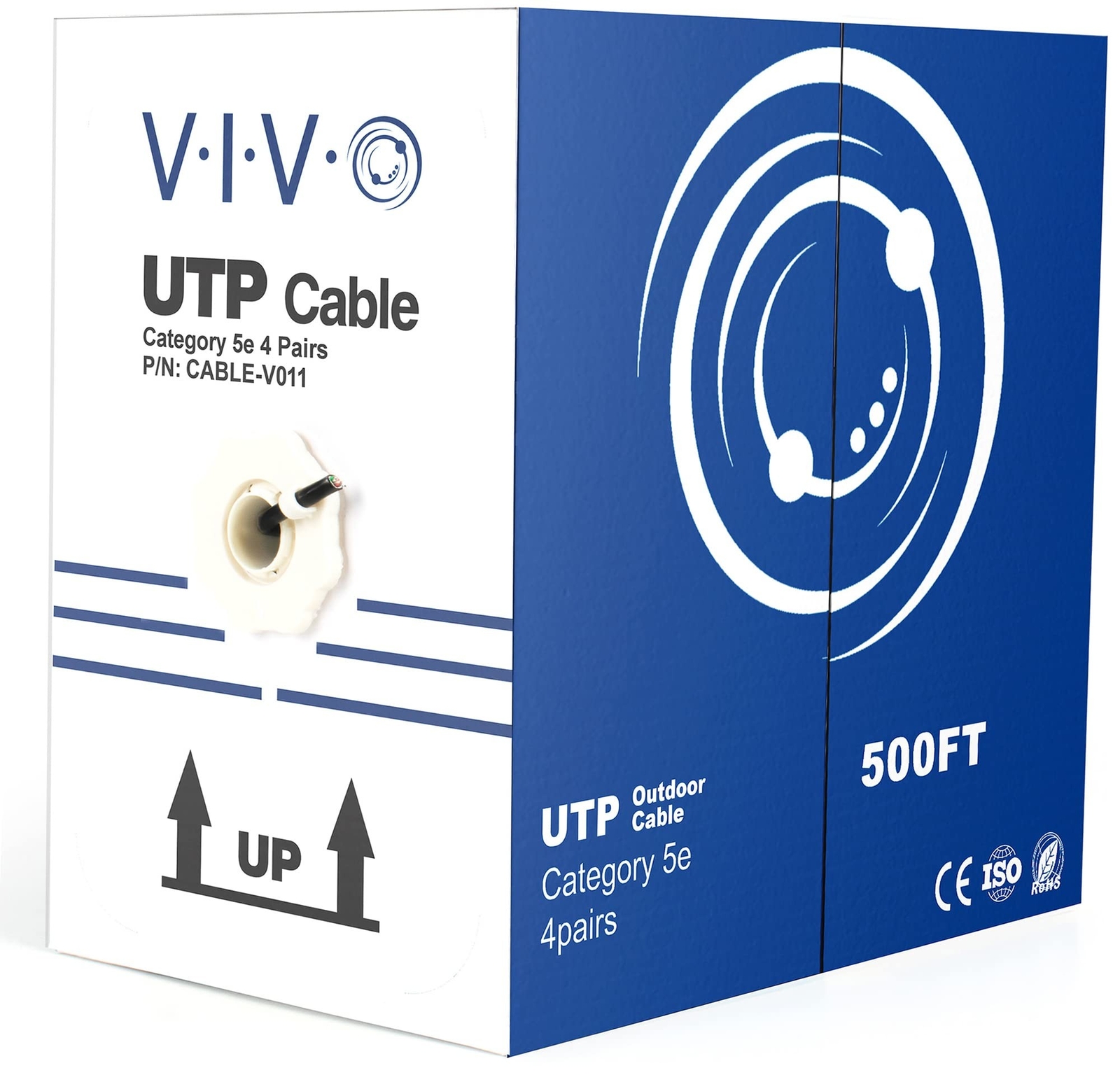 VIVO Black 500ft Bulk Cat5e, CCA Ethernet Cable, UTP Pull Box, Cat-5e Wire, W...