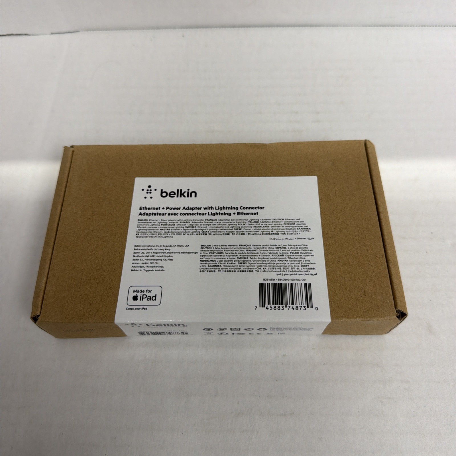 NEW Belkin Ethernet + Power Adapter with Lightning Connector Sealed