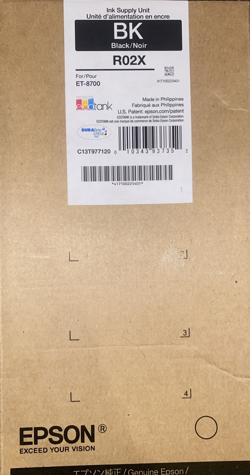 New Epson ET-8700 Black Ink Supply Unit R02X R02X120 C13T977120 Genuine 