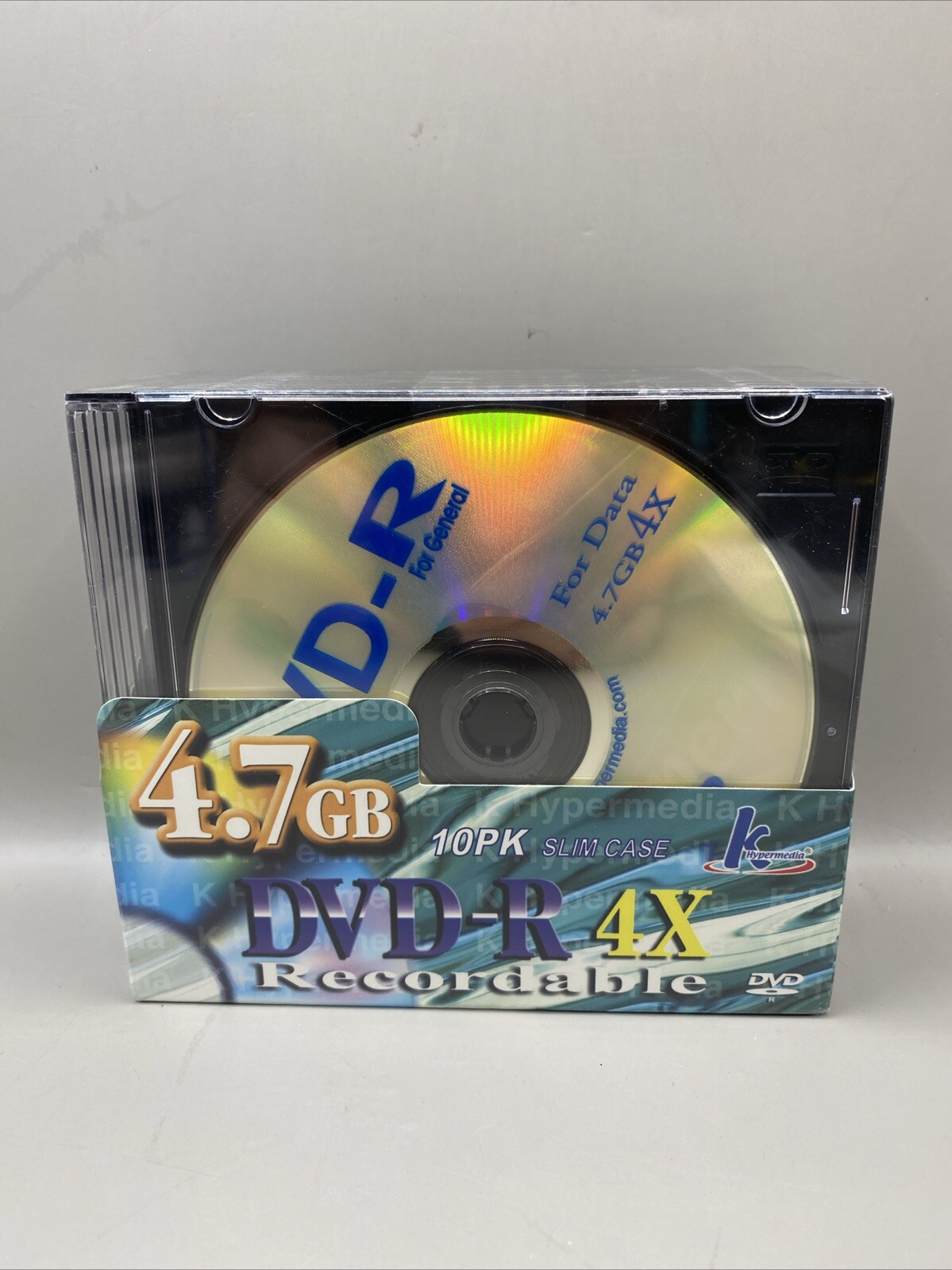 DVD-R 4X RECORDABLE 4.7GB 120 MIN. 10PK Slim Case K Hypermedia New Sealed