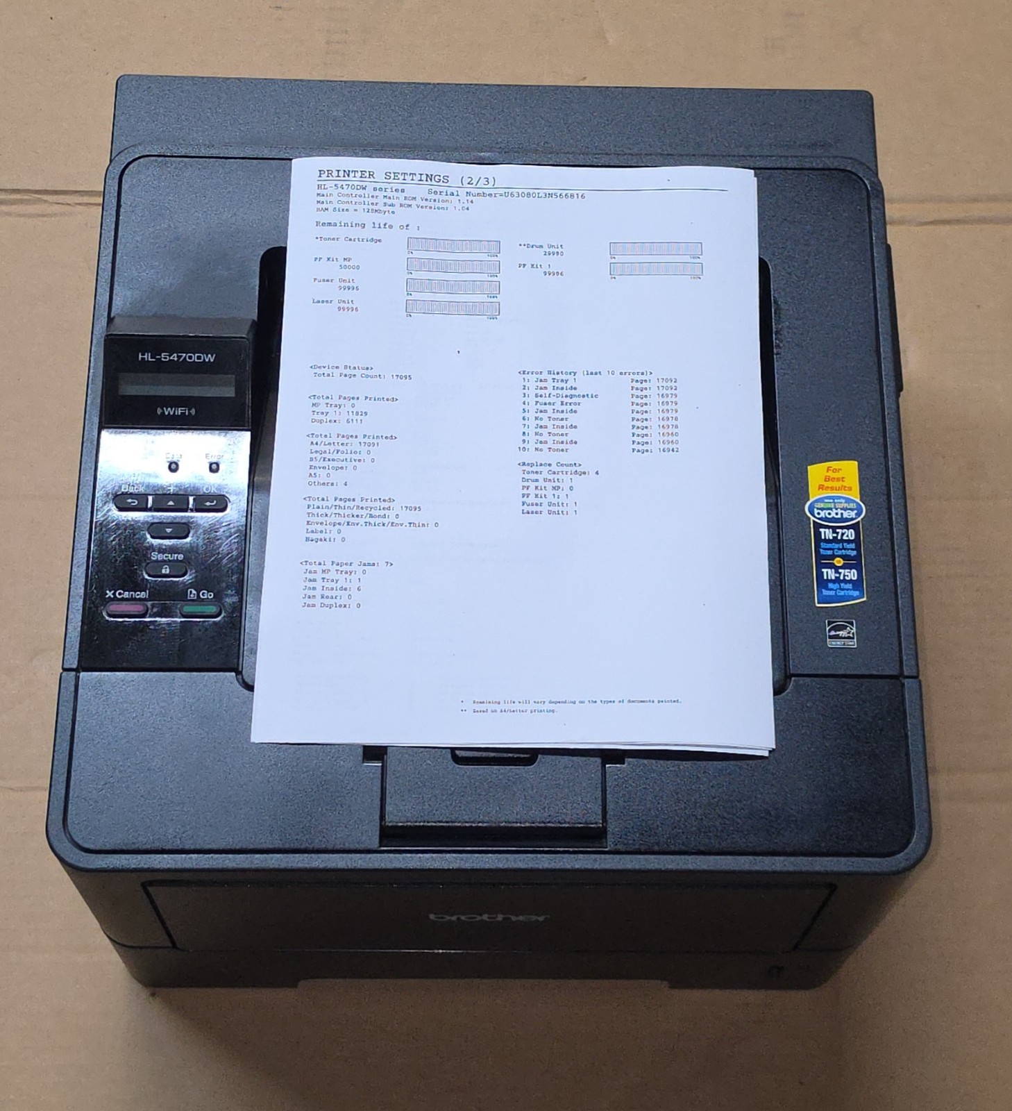 Brother HL-5470DW Workgroup Laser Printer w Drum/Toner